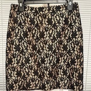 Nicole Miller Womens Size 8 Delicate Black Lace Tan Skirt Teacher Business